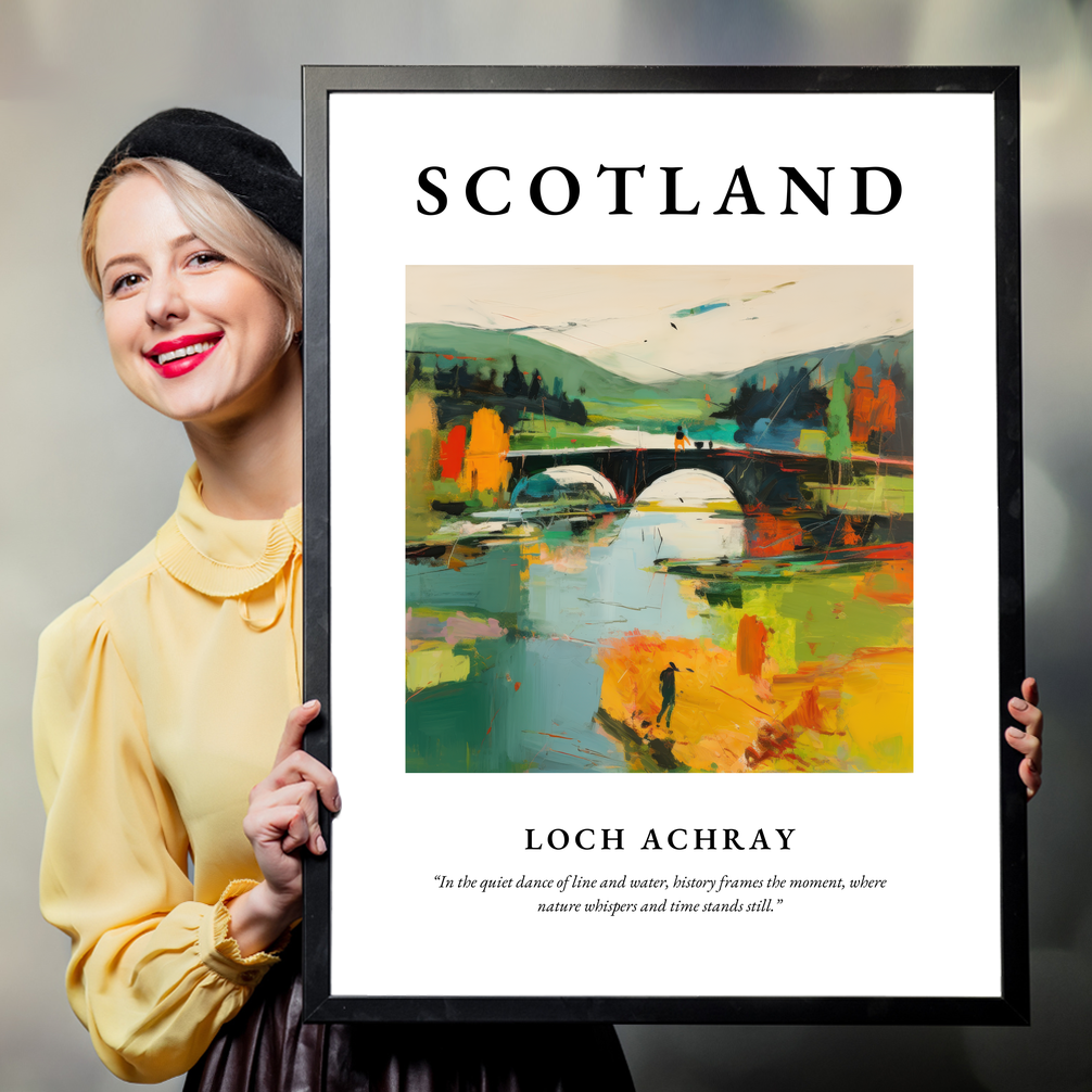 Person holding a poster of Loch Achray