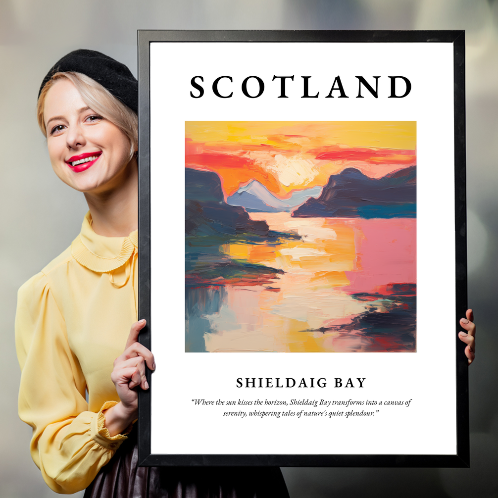 Person holding a poster of Shieldaig Bay