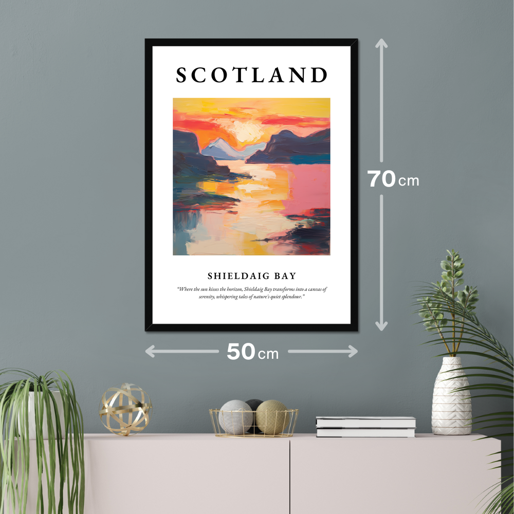 Poster of Shieldaig Bay hanging on a wall