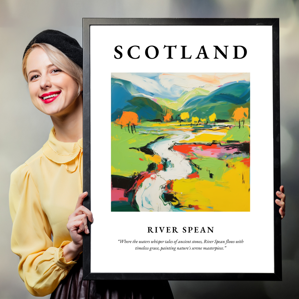 Person holding a poster of River Spean