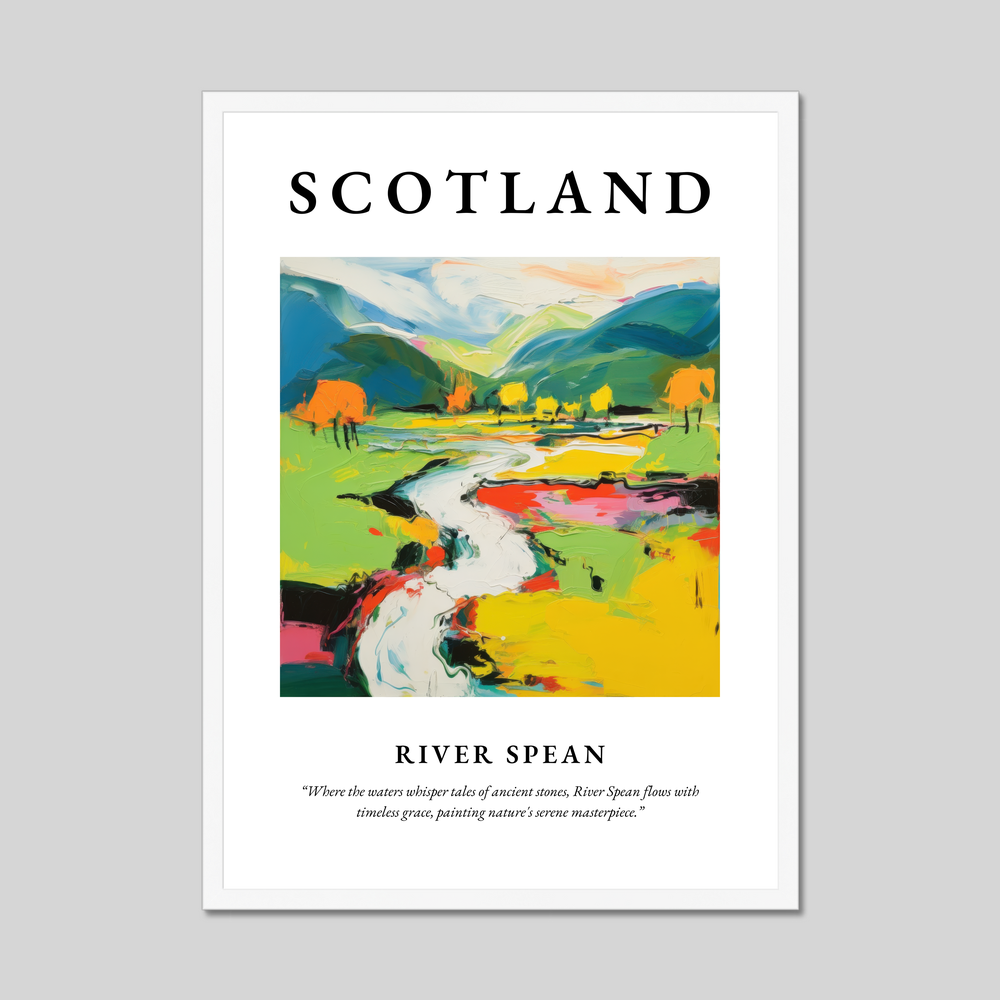 Poster in a white frame with the word Scotland