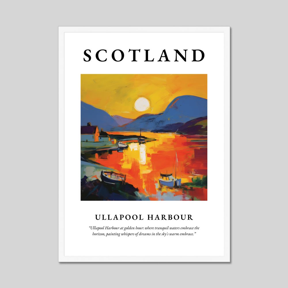 Poster in a white frame with the word Scotland