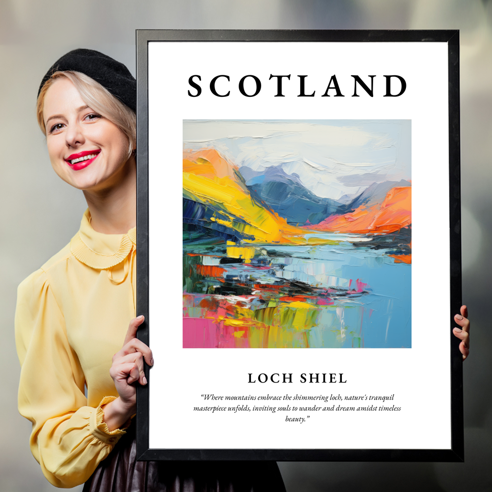 Person holding a poster of Loch Shiel