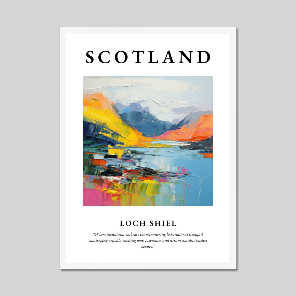 Poster in a white frame with the word Scotland