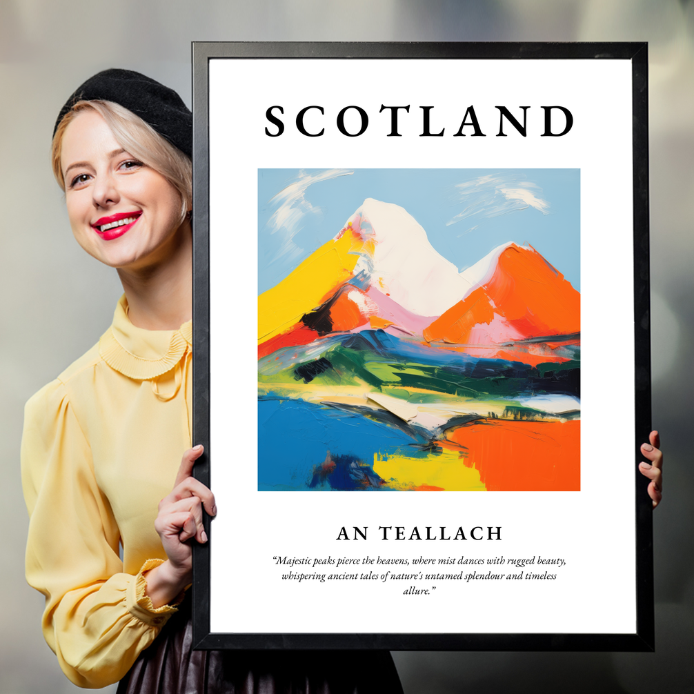 Person holding a poster of An Teallach