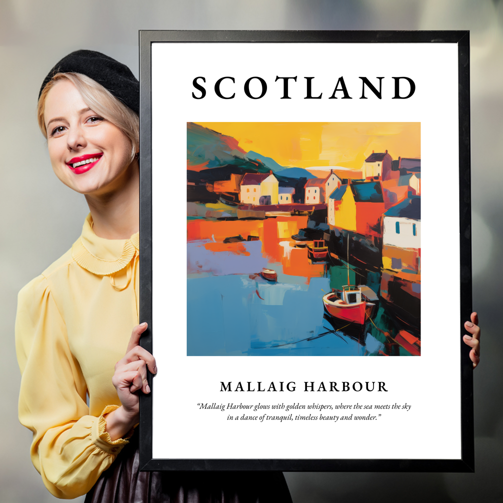 Person holding a poster of Mallaig Harbour