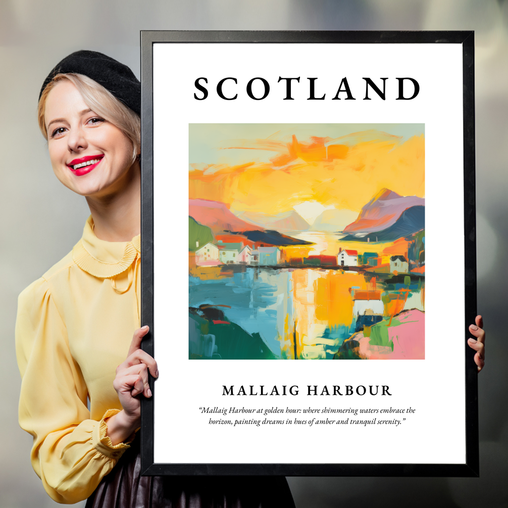 Person holding a poster of Mallaig Harbour