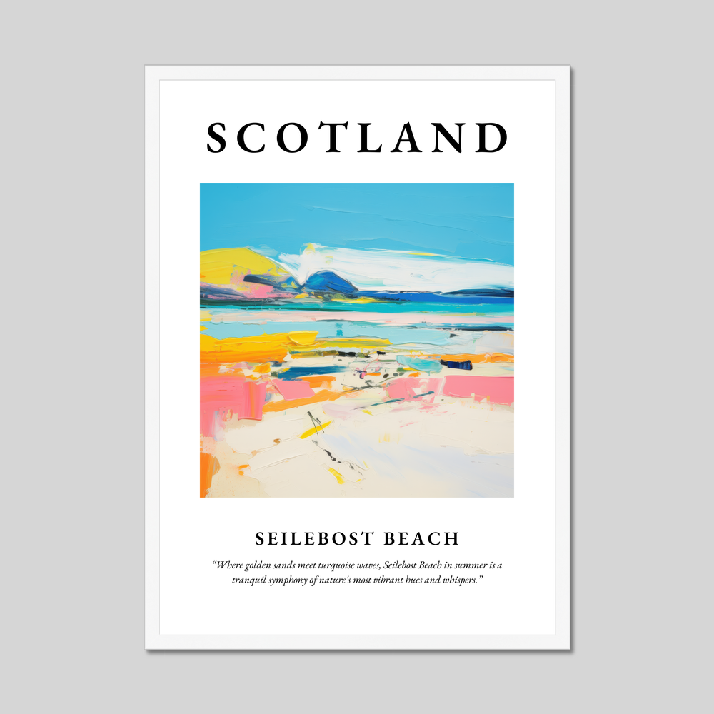 Poster in a white frame with the word Scotland