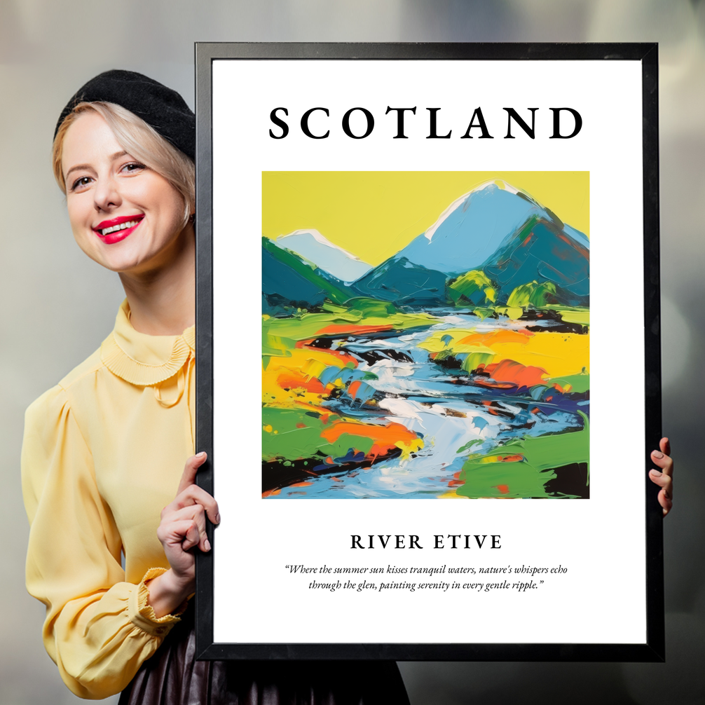 Person holding a poster of River Etive