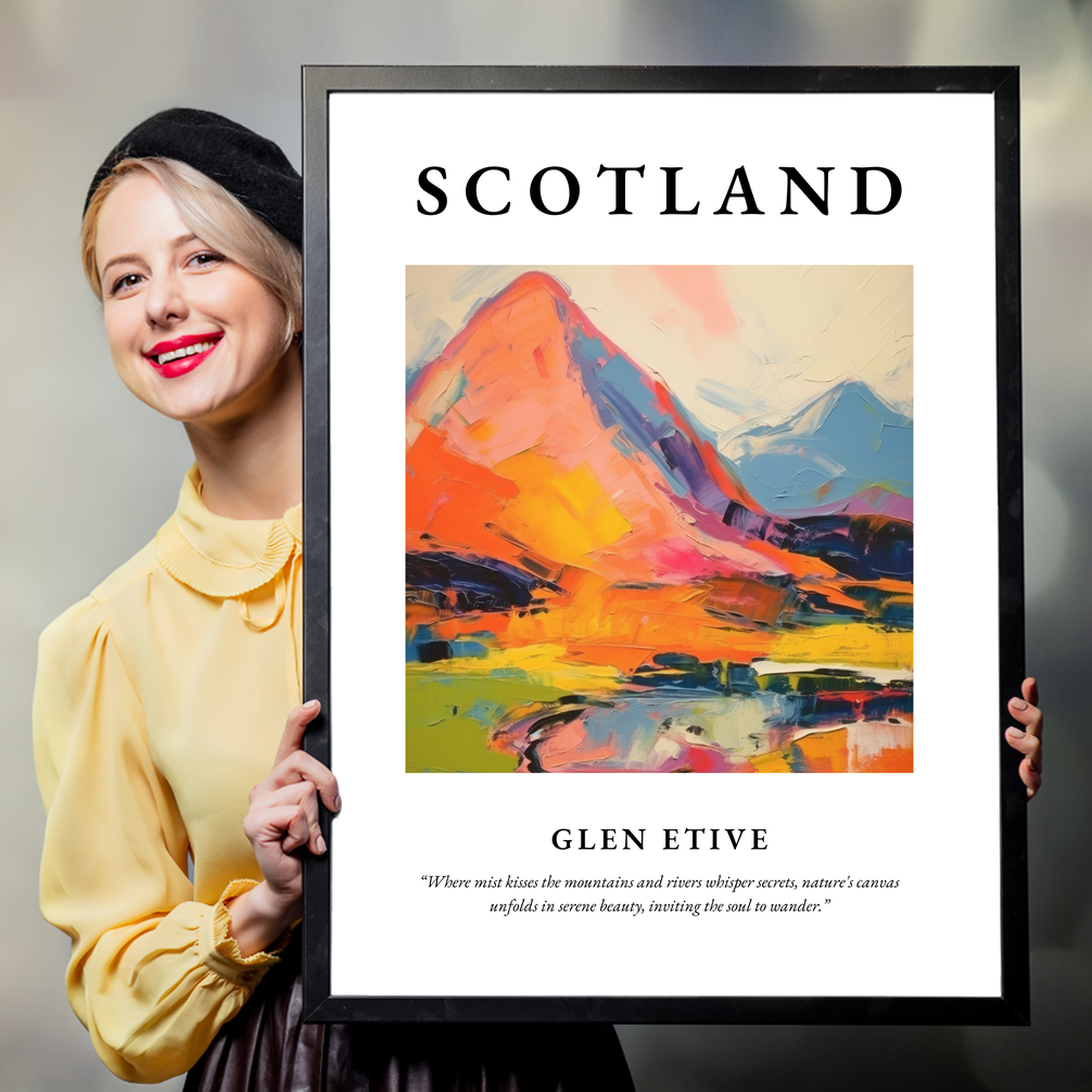 Person holding a poster of Glen Etive