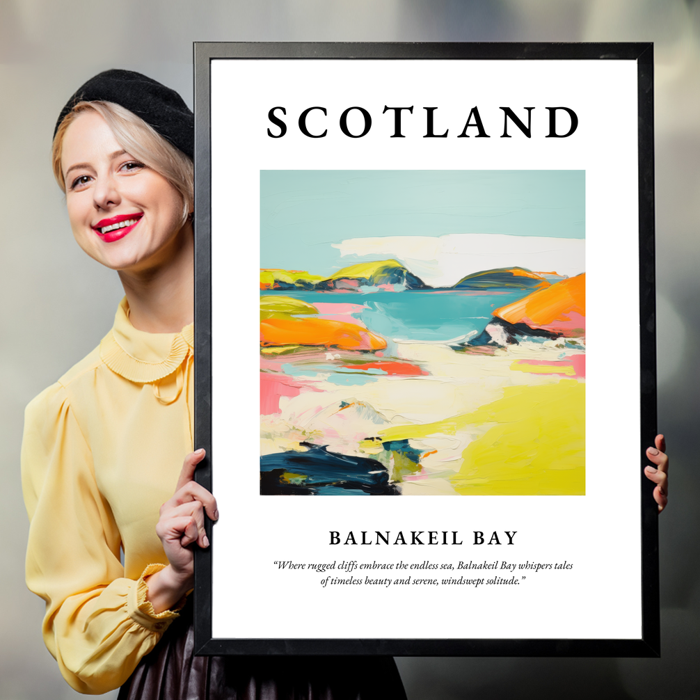 Person holding a poster of Balnakeil Bay