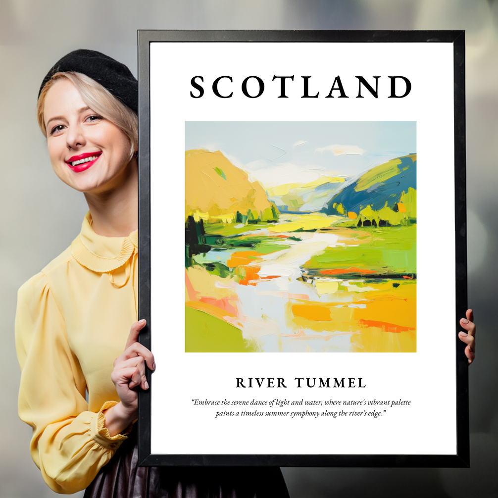 Person holding a poster of River Tummel