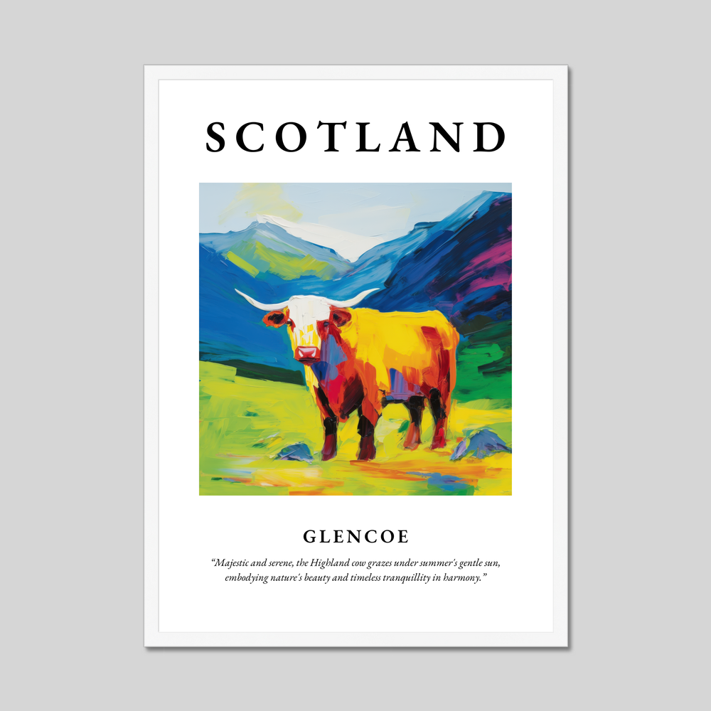 Poster in a white frame with the word Scotland