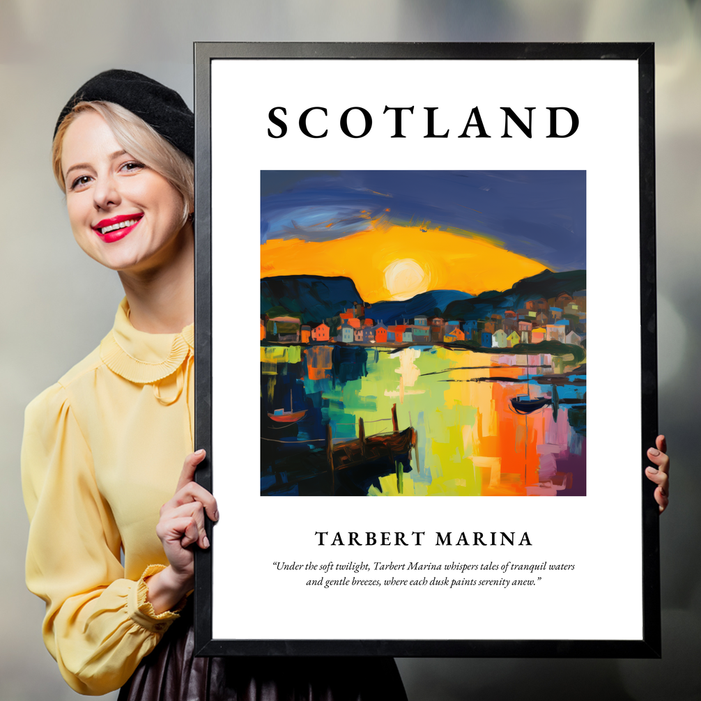 Person holding a poster of Tarbert Marina