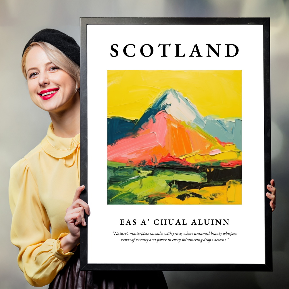 Person holding a poster of Eas a' Chual Aluinn