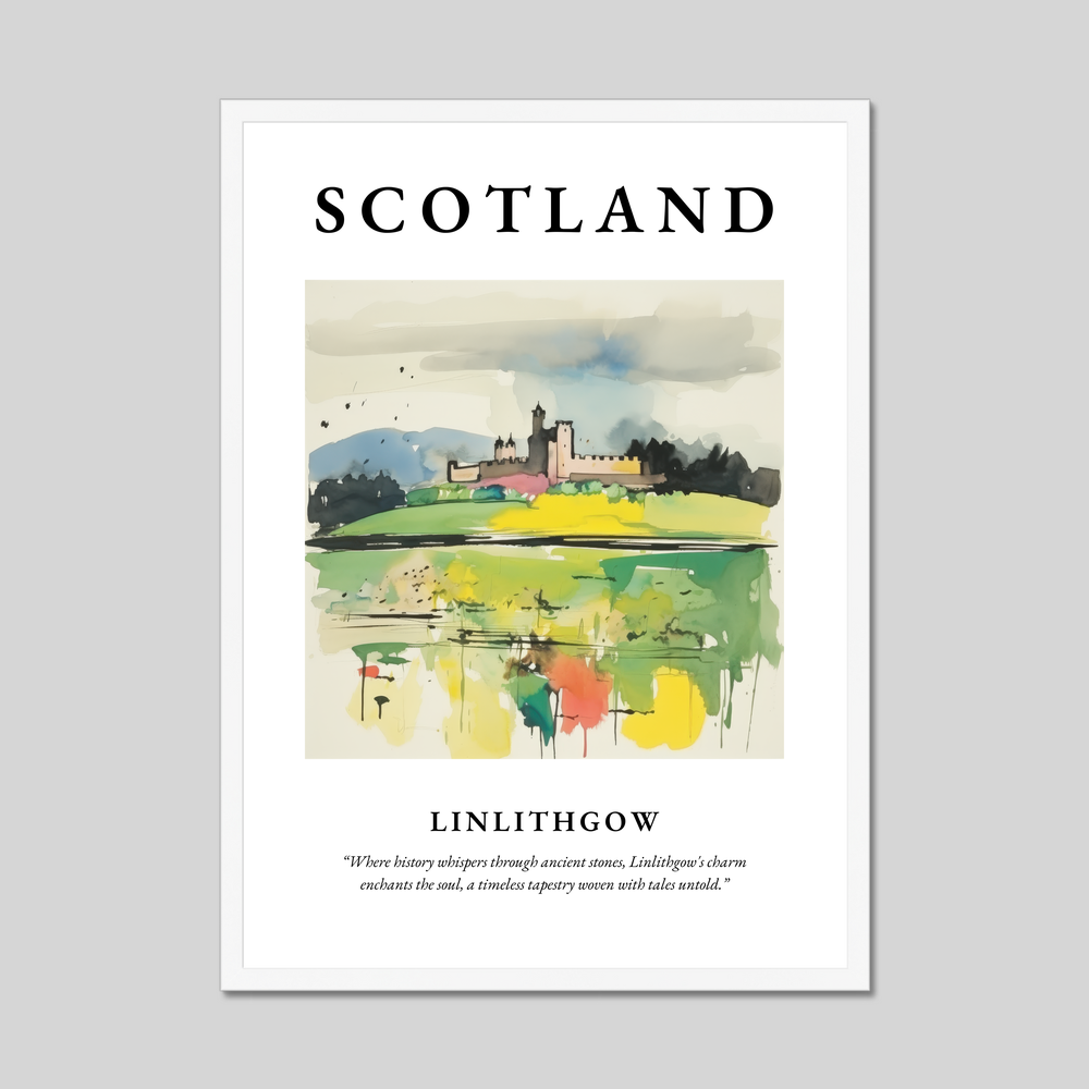 Poster in a white frame with the word Scotland