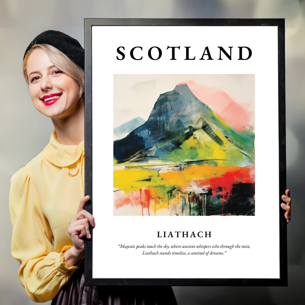 Person holding a poster of Liathach