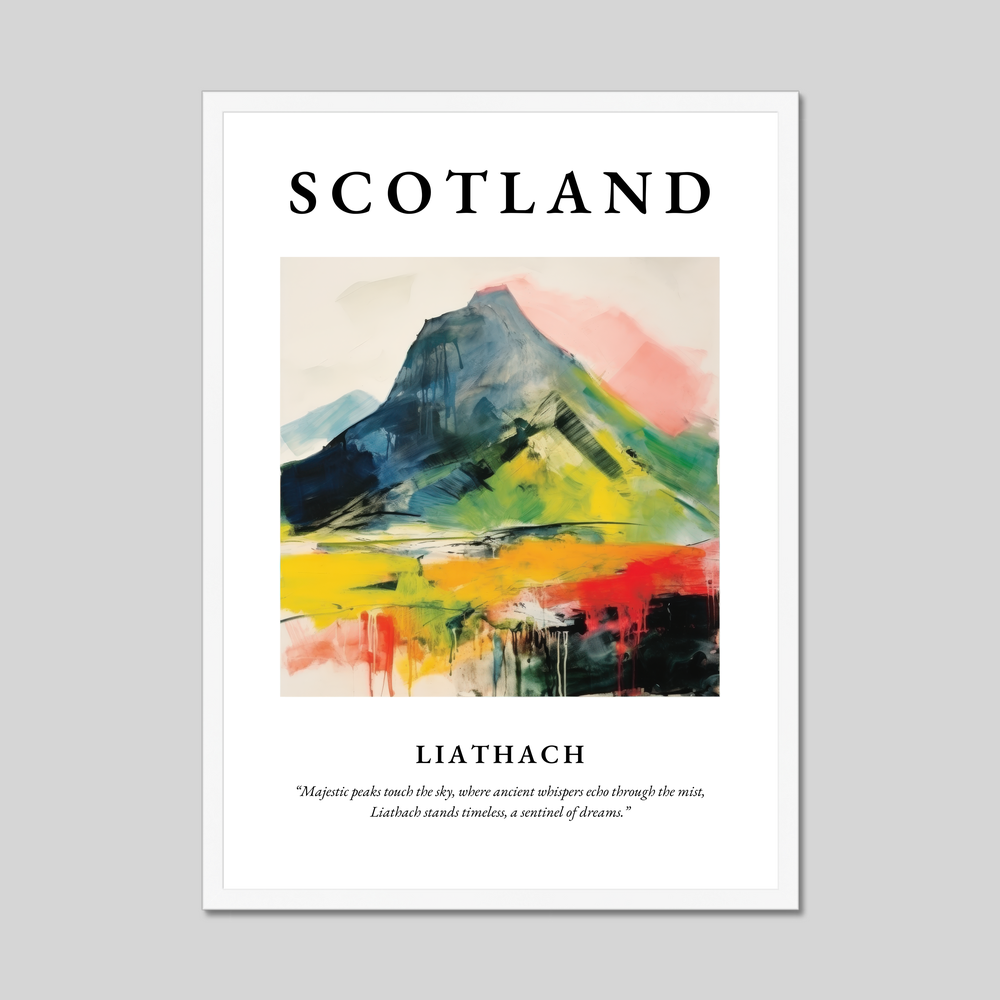 Poster in a white frame with the word Scotland