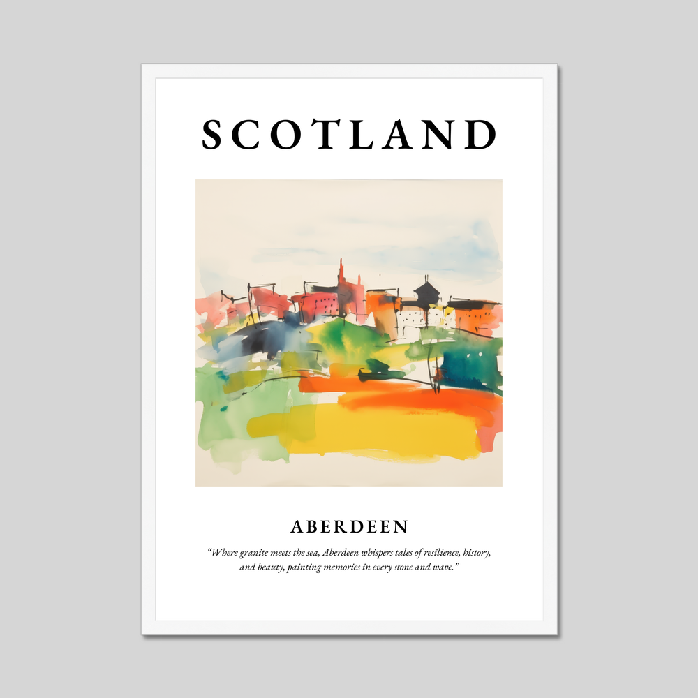 Poster in a white frame with the word Scotland