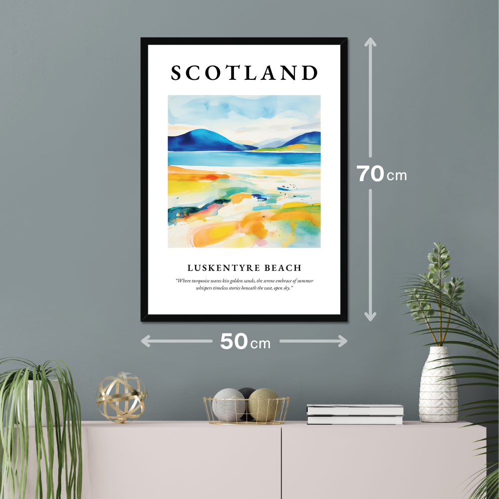 Poster of Luskentyre Beach hanging on a wall