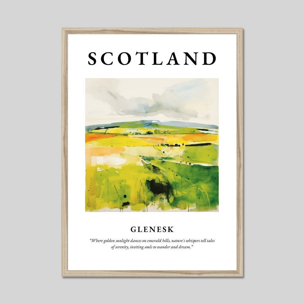 Poster in a natural frame with the word Scotland