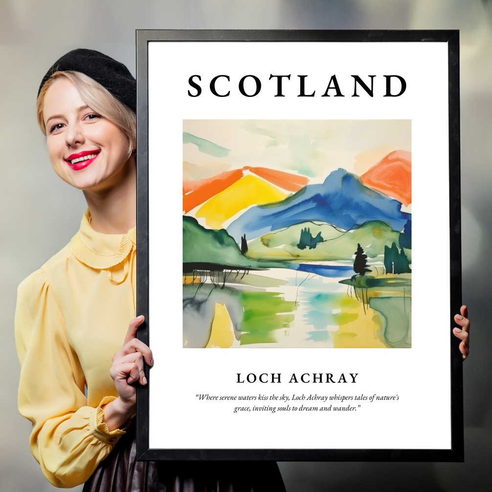 Person holding a poster of Loch Achray