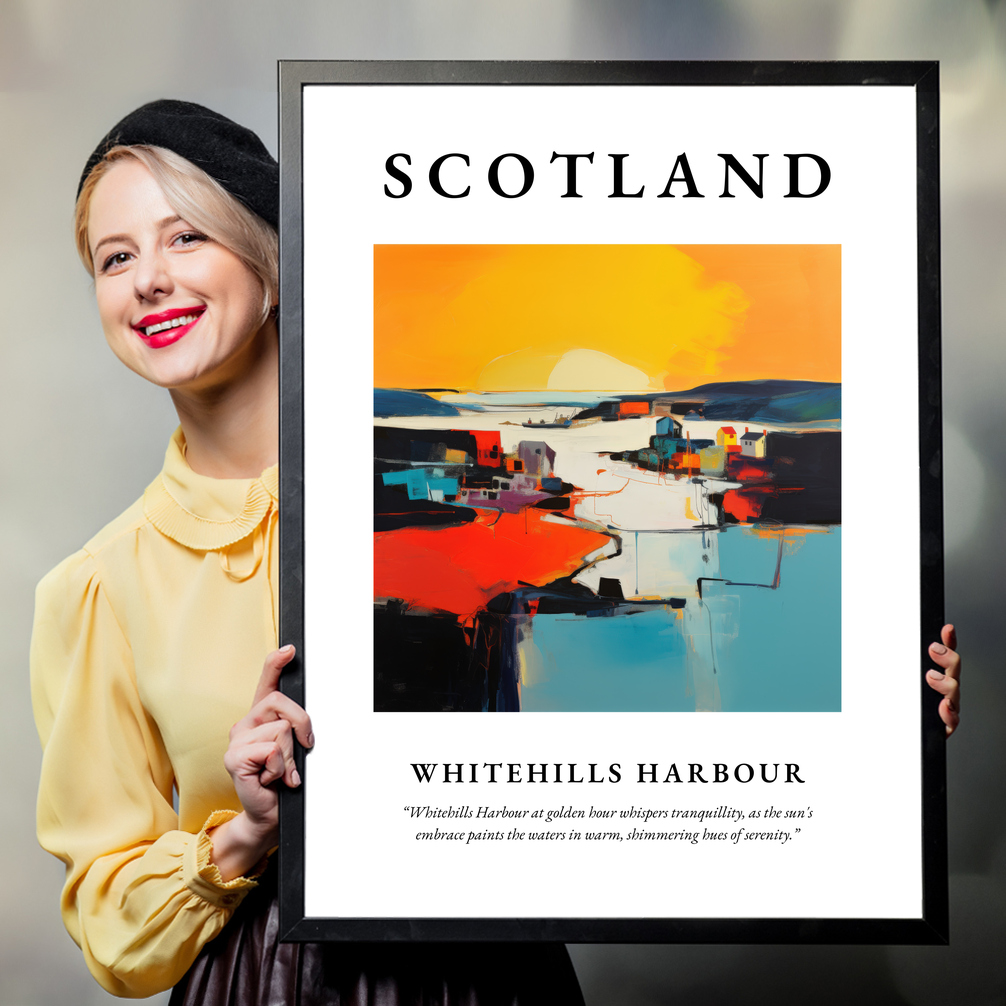 Person holding a poster of Whitehills Harbour