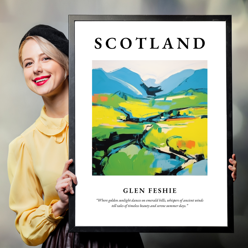 Person holding a poster of Glen Feshie