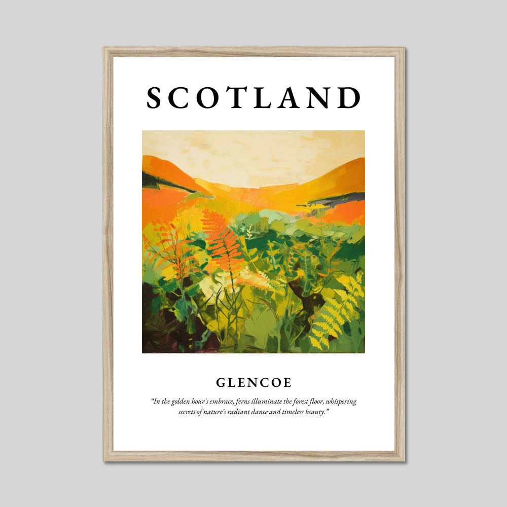 Poster in a natural frame with the word Scotland