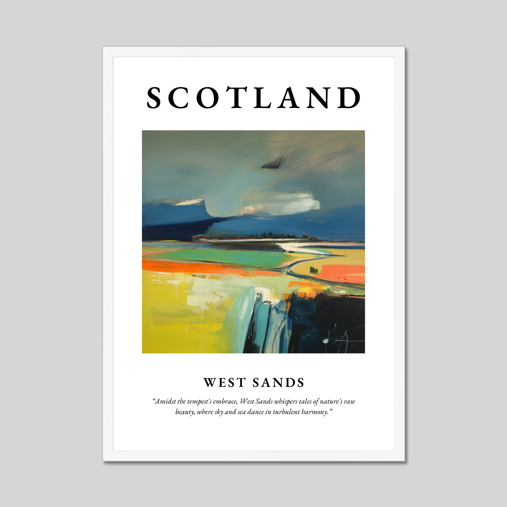 Poster in a white frame with the word Scotland