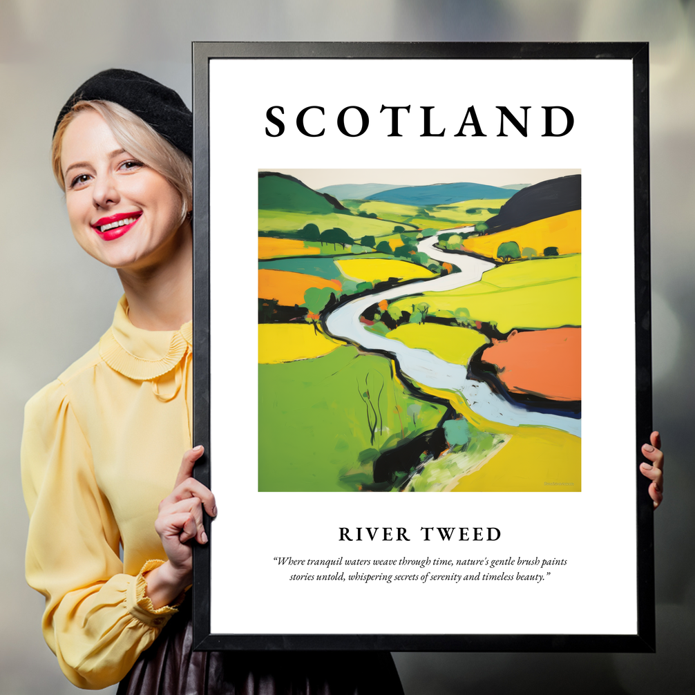 Person holding a poster of River Tweed