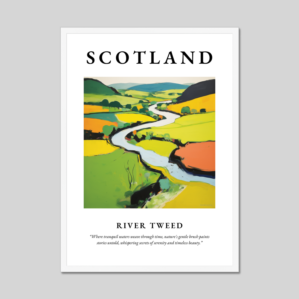 Poster in a white frame with the word Scotland