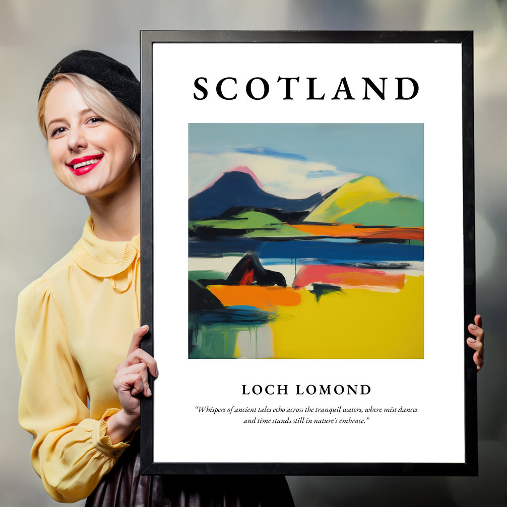 Person holding a poster of Loch Lomond