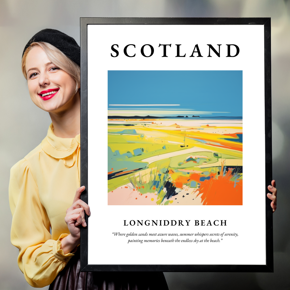 Person holding a poster of Longniddry Beach