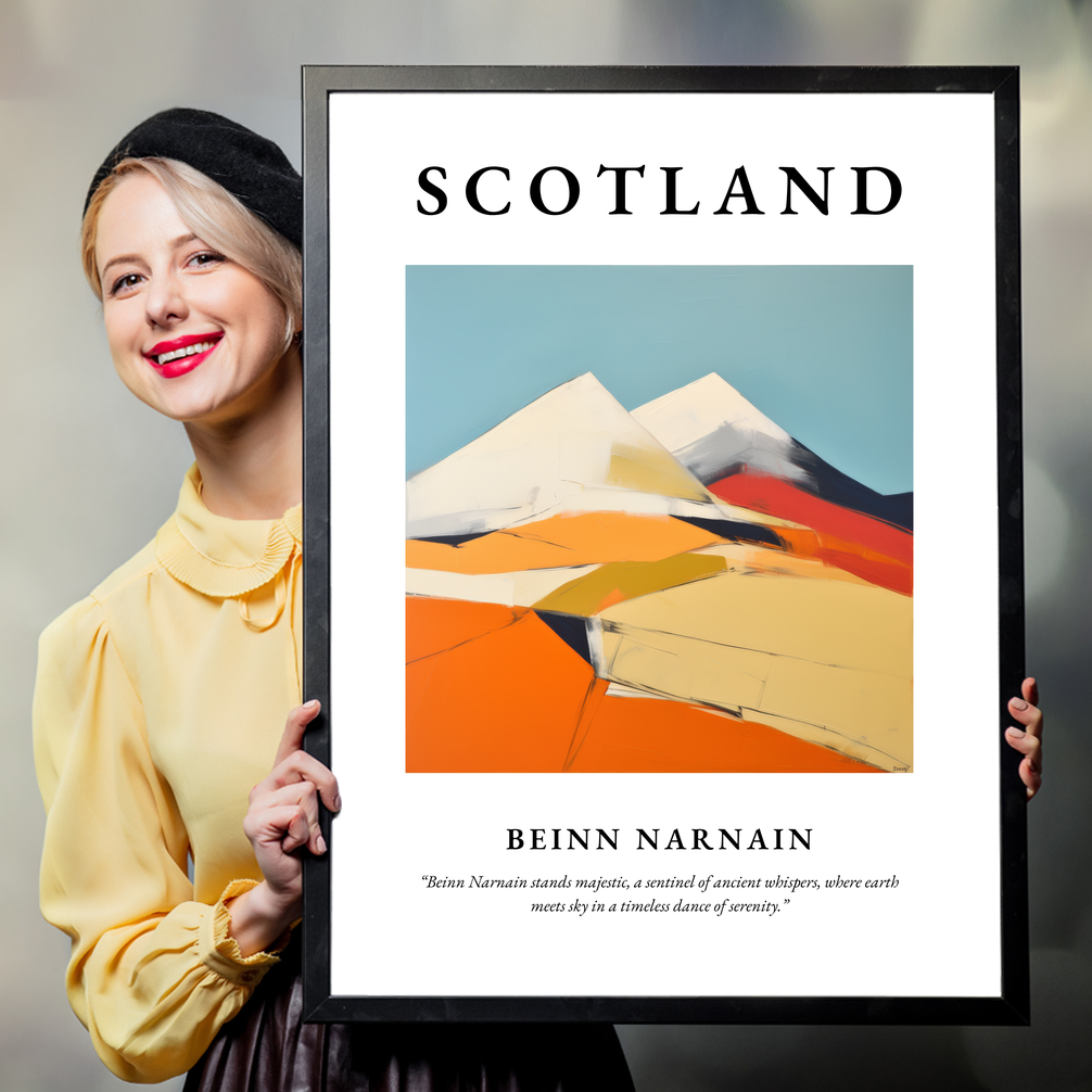 Person holding a poster of Beinn Narnain