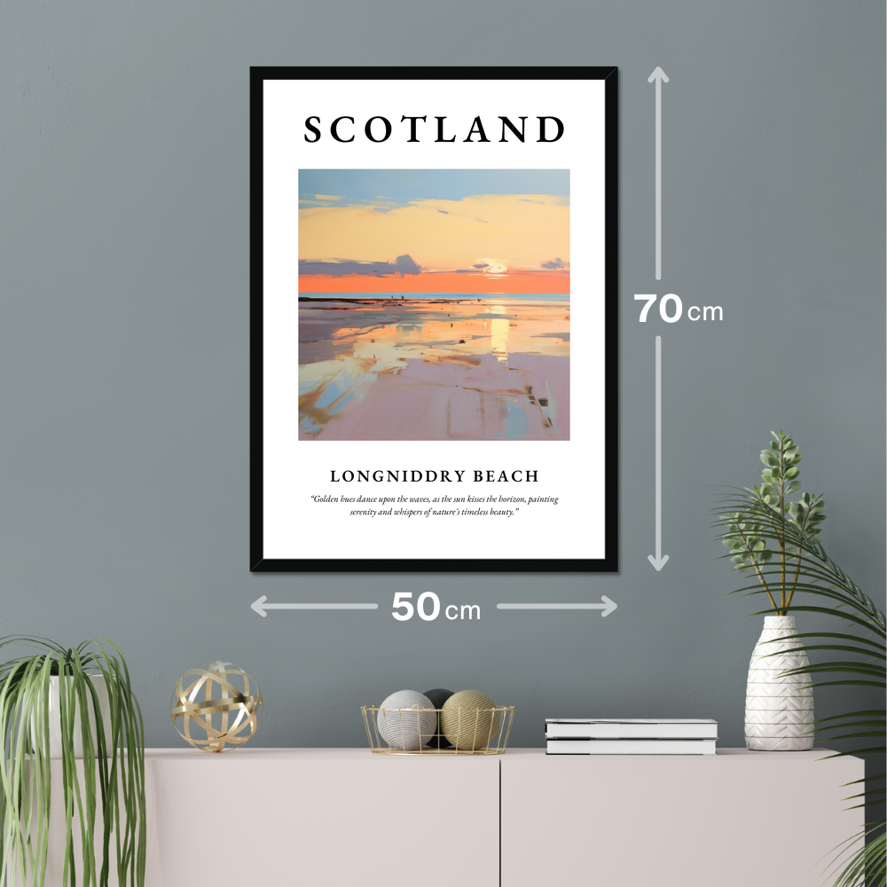 Poster of Longniddry Beach hanging on a wall