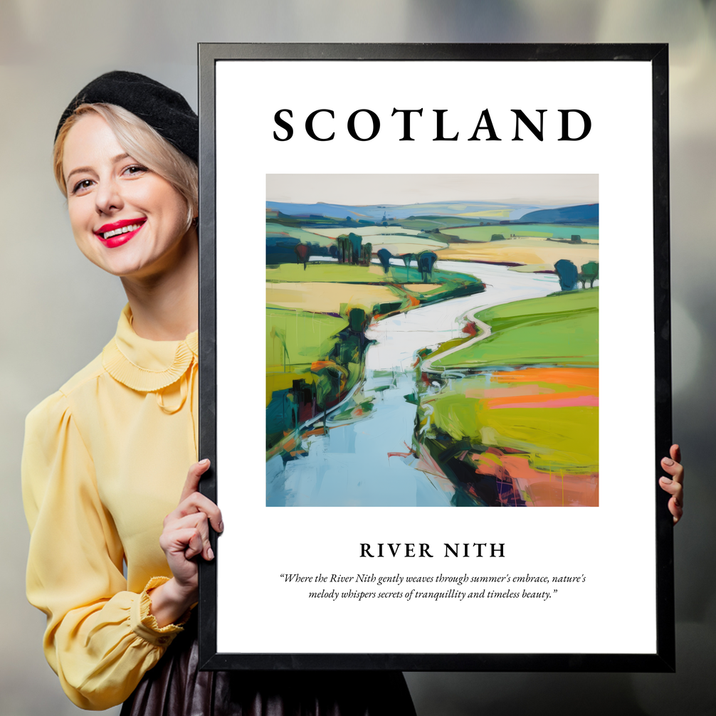 Person holding a poster of River Nith