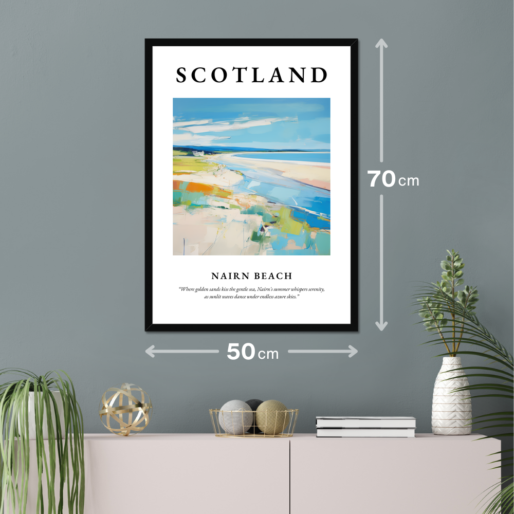 Poster of Nairn Beach hanging on a wall