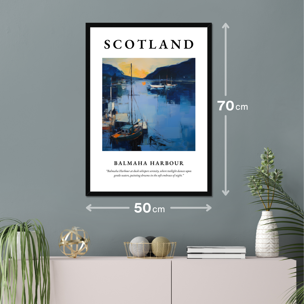 Poster of Balmaha Harbour hanging on a wall