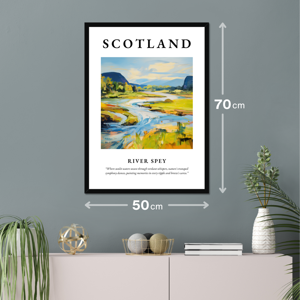 Poster of River Spey hanging on a wall