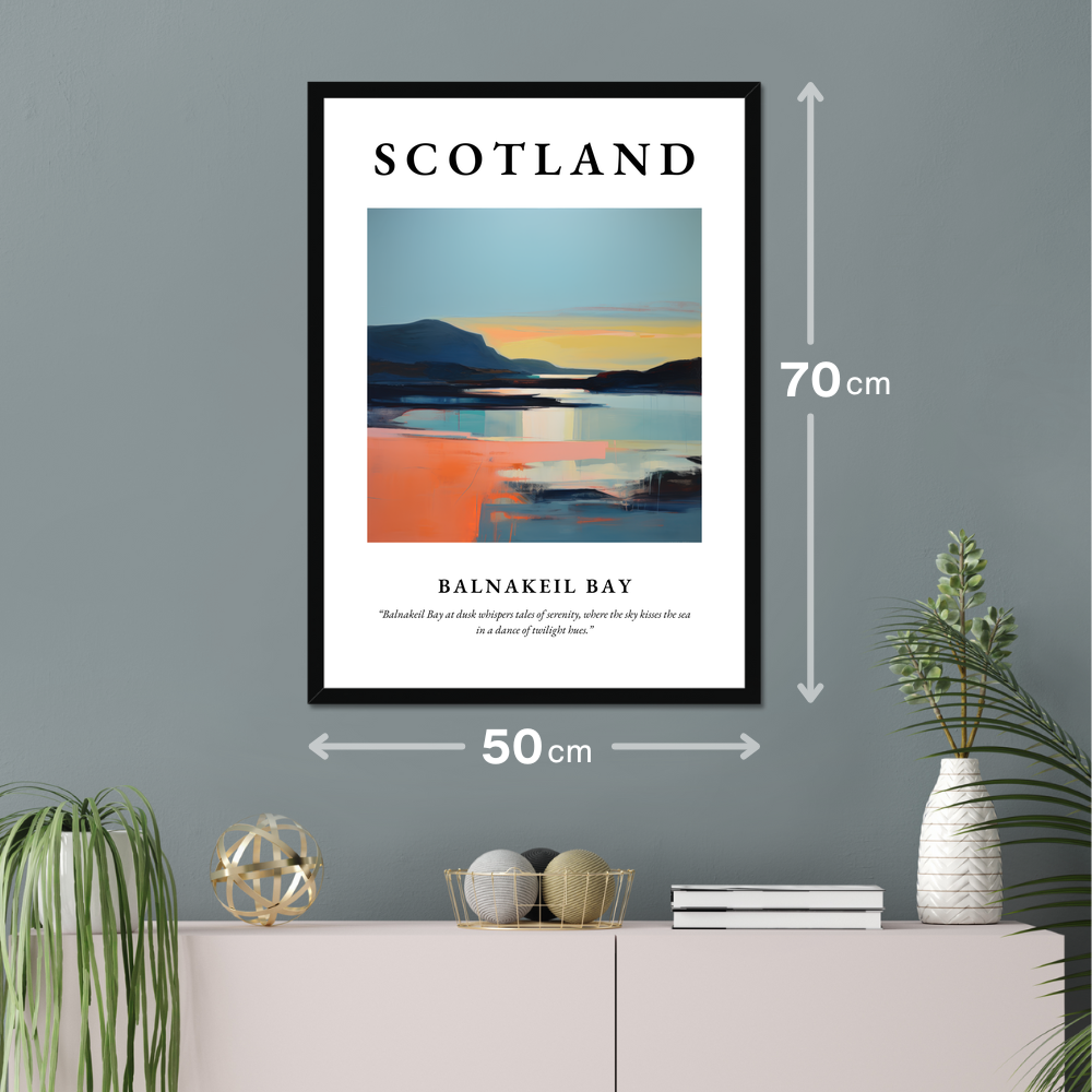 Poster of Balnakeil Bay hanging on a wall