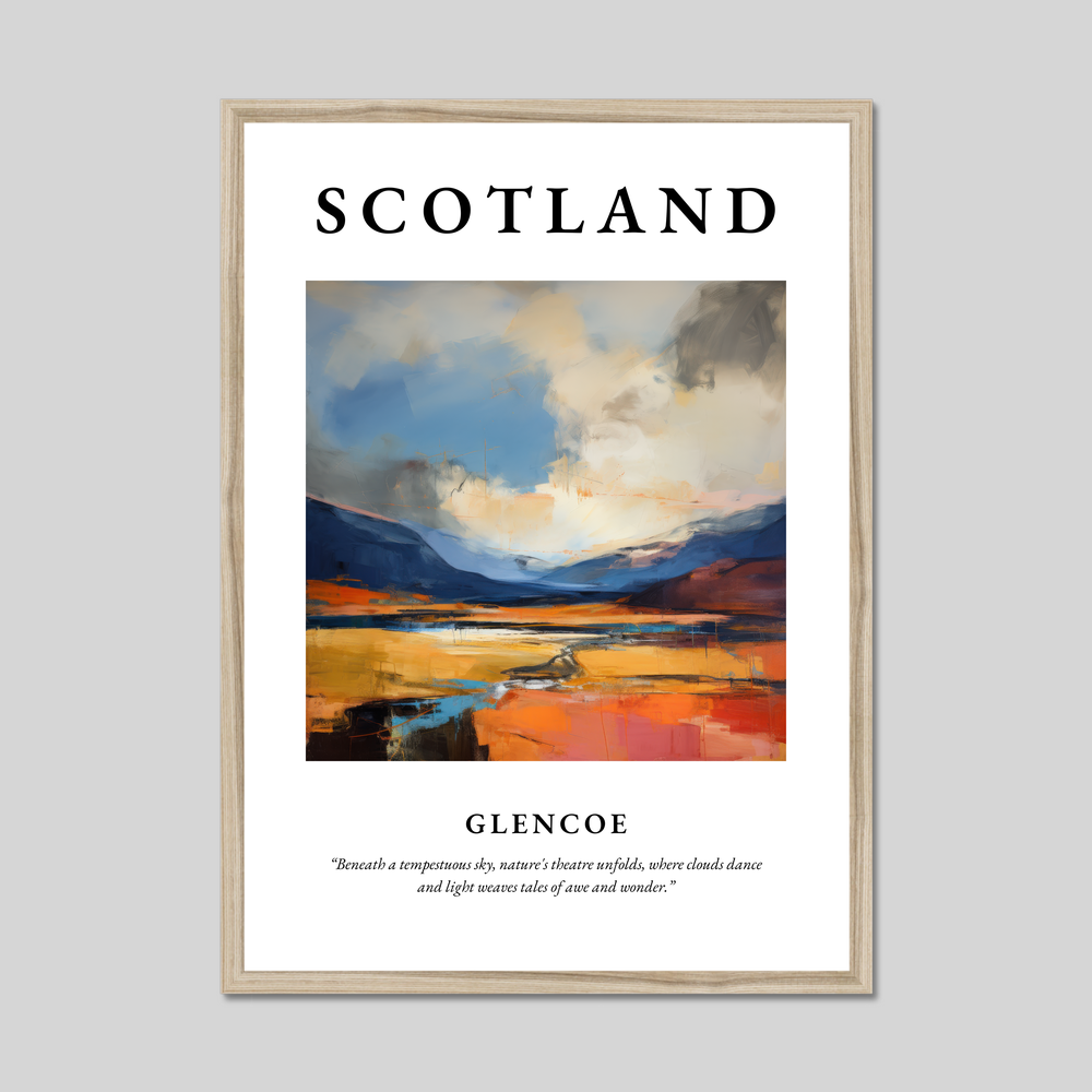 Poster in a natural frame with the word Scotland