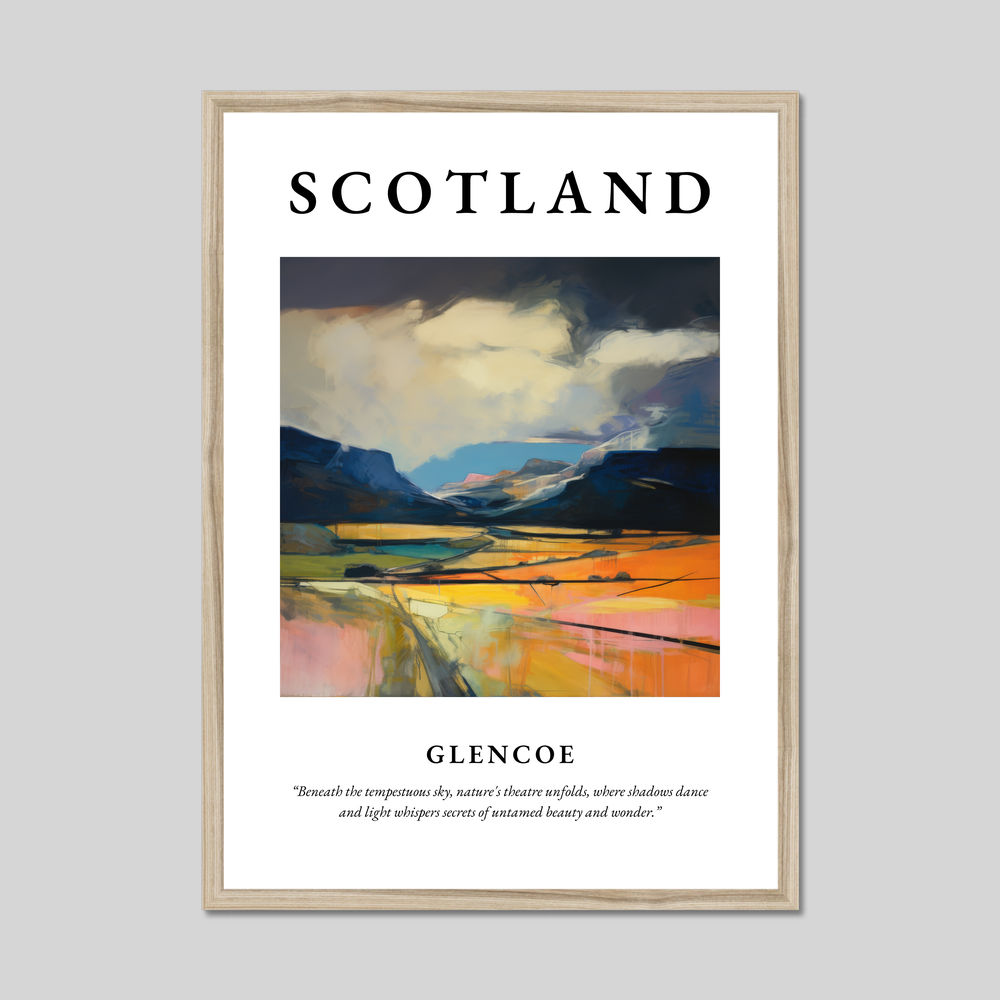 Poster in a natural frame with the word Scotland