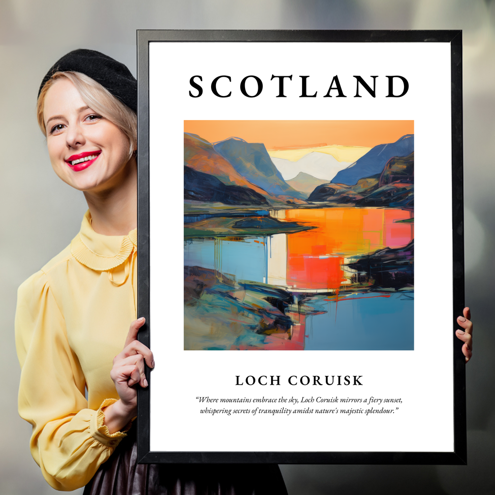 Person holding a poster of Loch Coruisk