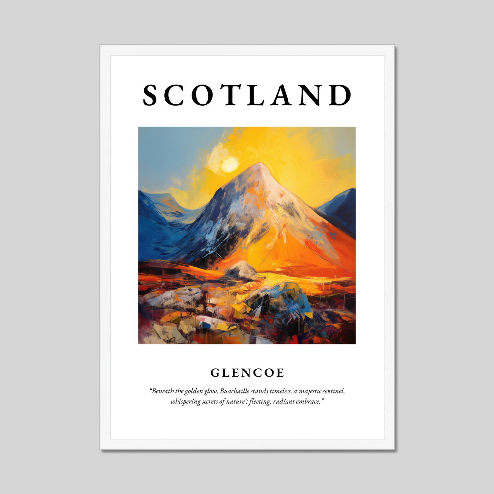 Poster in a white frame with the word Scotland