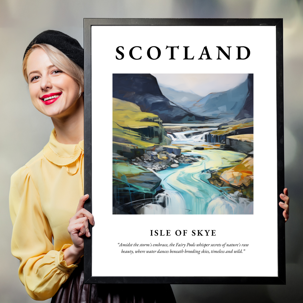 Person holding a poster of Isle of Skye