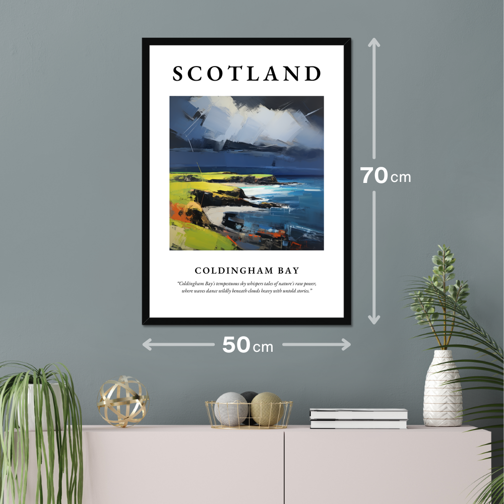 Poster of Coldingham Bay hanging on a wall