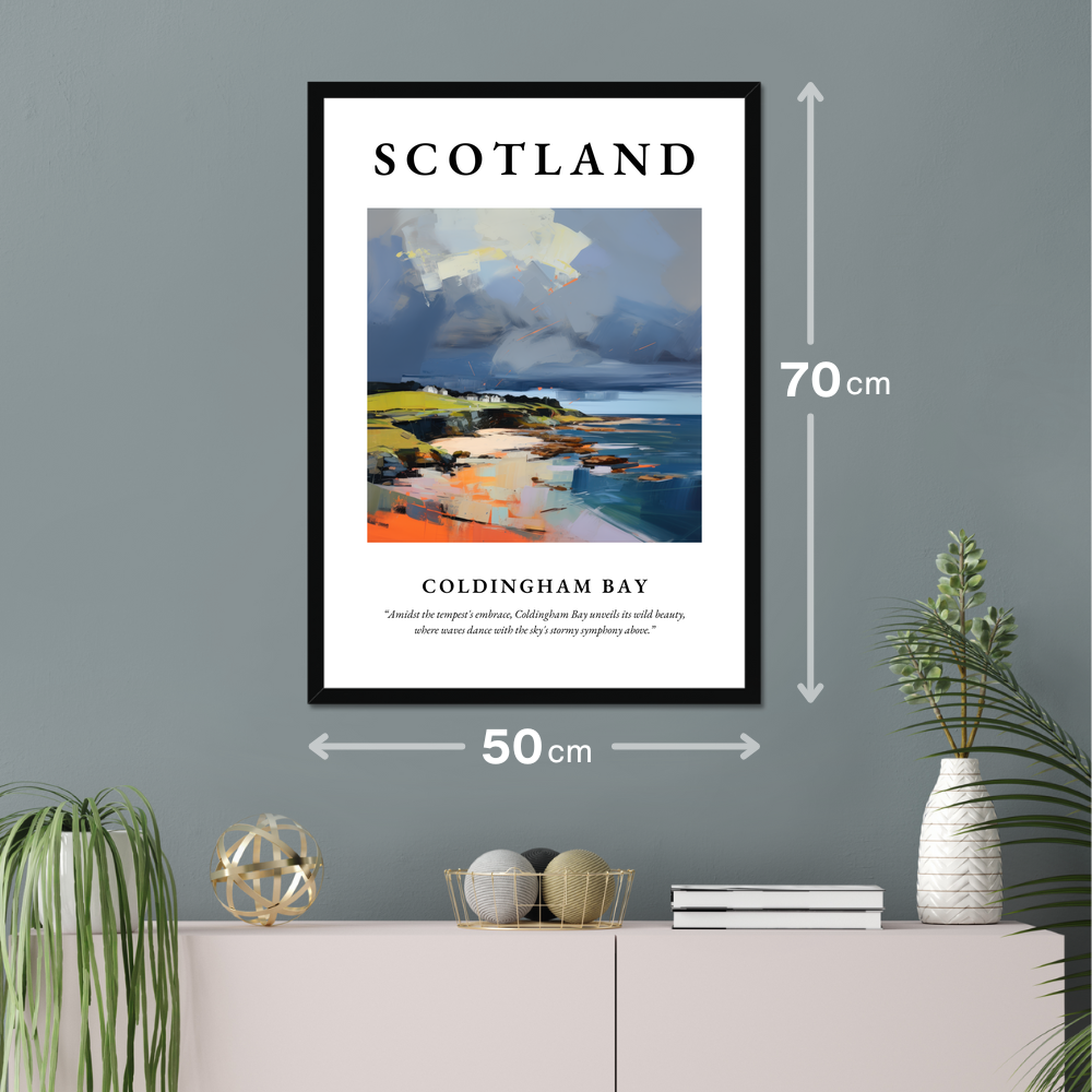 Poster of Coldingham Bay hanging on a wall