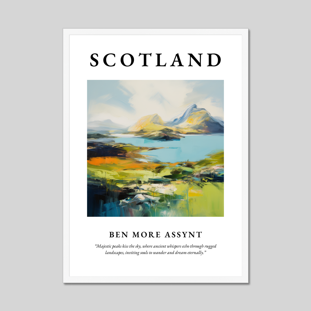 Poster in a white frame with the word Scotland