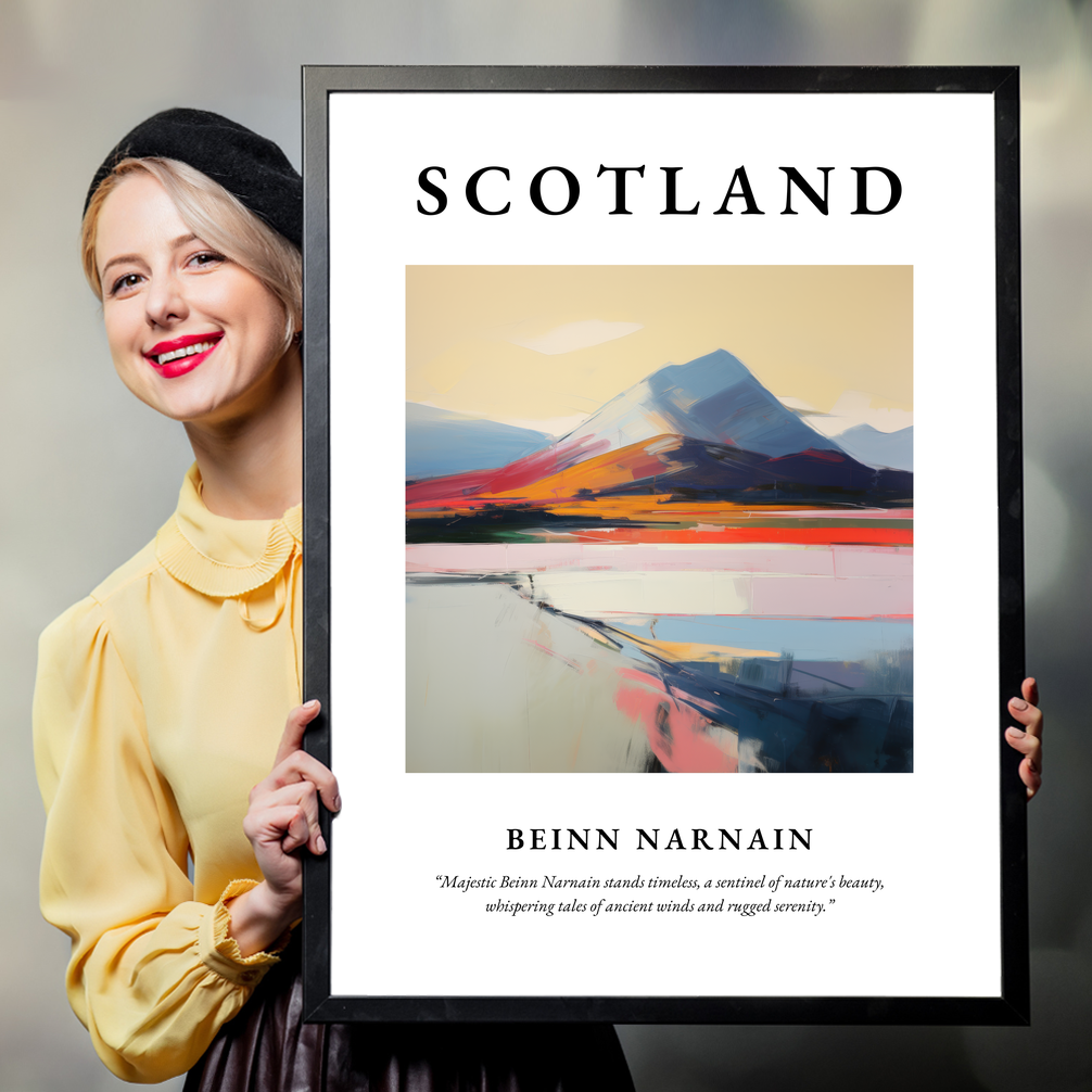 Person holding a poster of Beinn Narnain